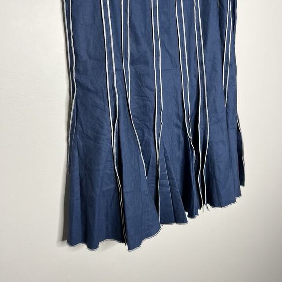 Acorns Skirt Womens 14 Navy Blue White Stripe Panel Flare Hem Modest Retro Boho - Picture 9 of 11